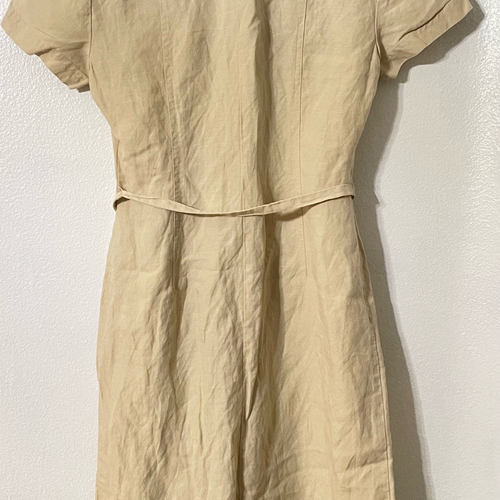 Maggy London Neutral Utility Dress Linen Safari Chic Coastal Size 4 - Picture 5 of 6